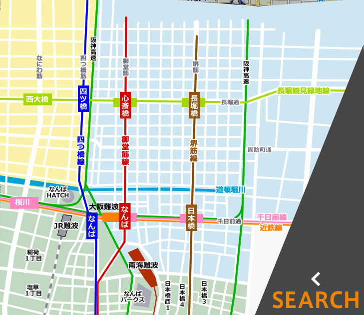 心斎橋・難波の地図